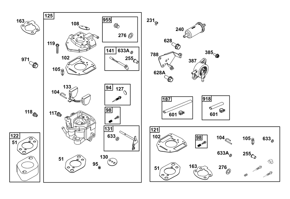 Carburetor And Fuel Supply Group Diagram and Parts List for 305442-0616-B5 200000 - 399999 Briggs and Stratton Engine